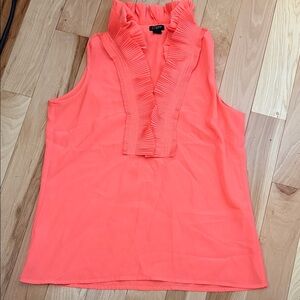 J. Crew Coral Sleeveless Ruffle Blouse